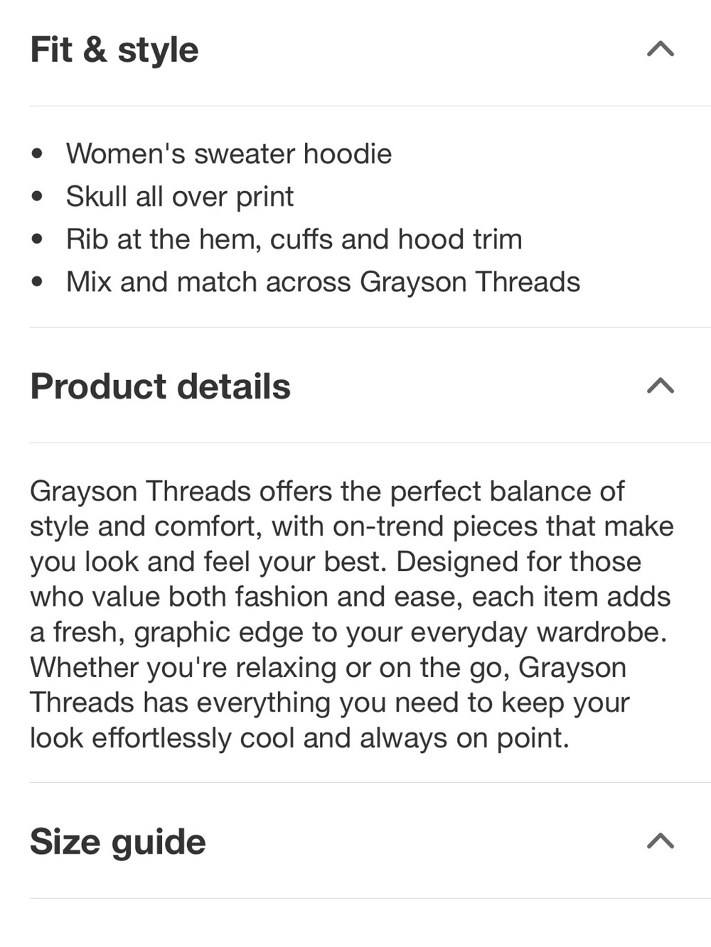 Grayson Threads Women's Black Skull Print Sweater Hoodie